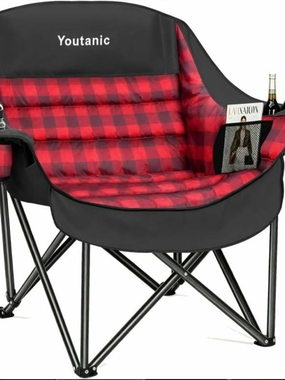 Youtanic Red Buffalo Plaid Folding Camp Chair